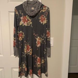 Floral and striped pattern dress